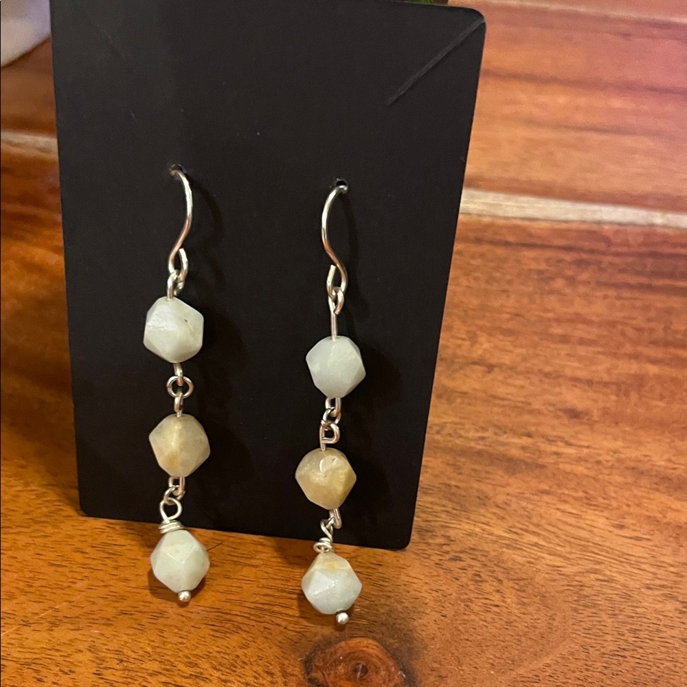 Chic Silver and Cream Drop Earrings